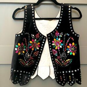 Vintage velvet cropped vest sequin polish